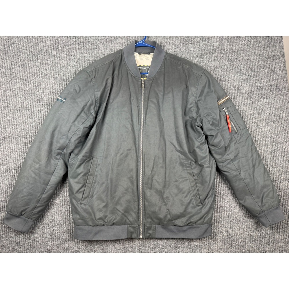 Super Bowl LVI 2022 Los Angeles NFL Bomber Jacket Gray Mens Large